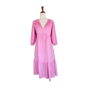 XIRENA Vie Pink Cotton Poplin Tiered Midi‎ Dress Size XS